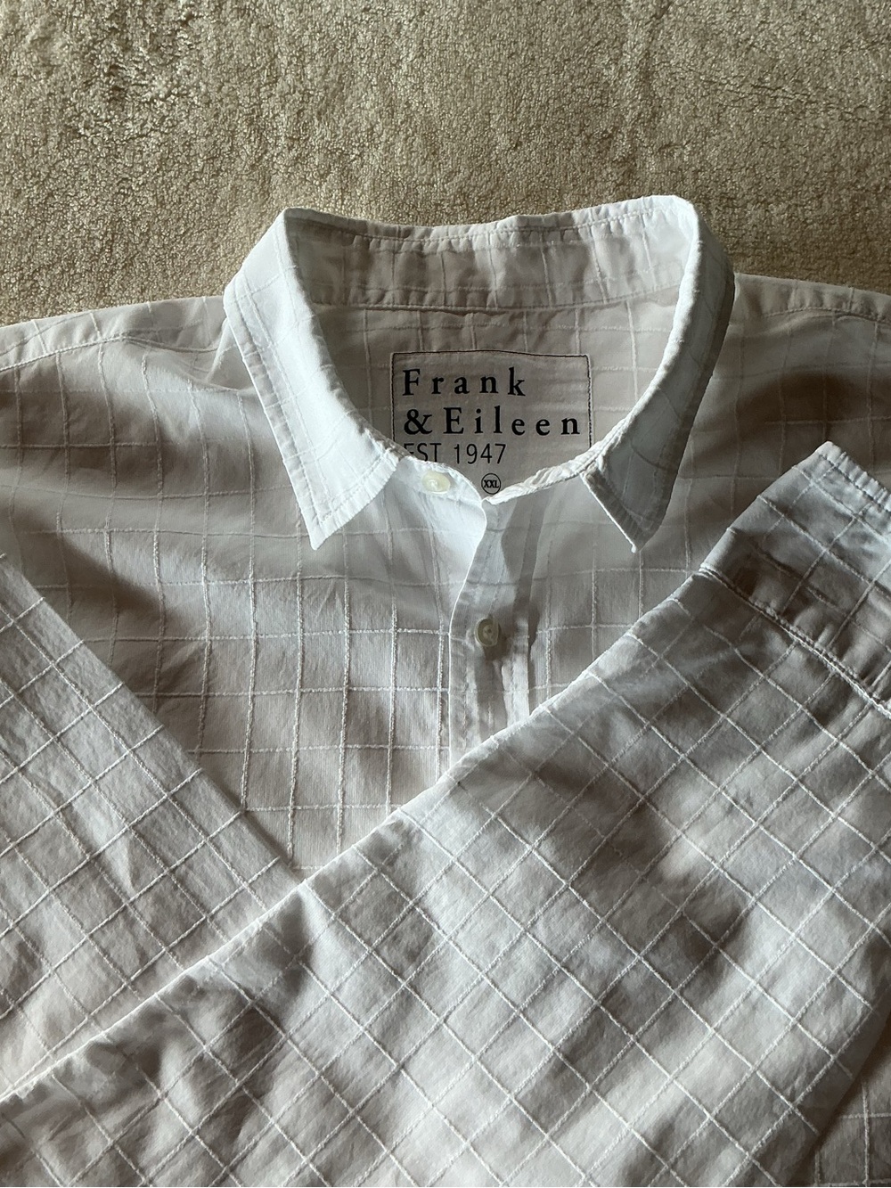 Frank & Eileen mens Limited Edition Paul Italian poplin shirt windowpane. Sz XXL